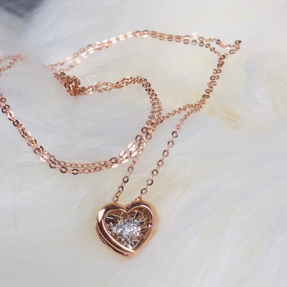 SOLID 18K GOLD DANCING HEART NECKLACE - Picture 12 of 16